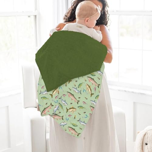 Fishing Baby Blankets for Girl Boy Freshwater Fishes Lures Soft Mink with Dotted Backing Double Layer Swaddle Receiving Blanket for Toddler Lake Outdoors Fishing Lovers Gift Nursery Bed Blanket 30x40 - Image 4