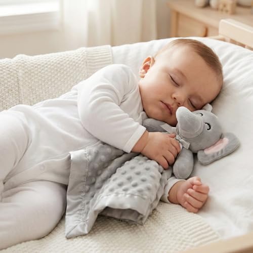 Pro Goleem Elephant Security Blanket, Soft Lovey Unisex Lovie Baby Gifts for Boys and Girls Snuggle Toy Stuffed Animal Newborn Essentials and Items Grey 16 Inch - Image 2