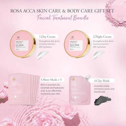 Mother's Day Gifts for Mom, Rose 23 Pcs Facial Skin Care Set, Bath and Body Gifts Basket Set for Women, Home Spa Set, Self-Care Set, Face Oil, Birthday, Christmas, Valentines, Girlfriend, Anniversary - Image 3