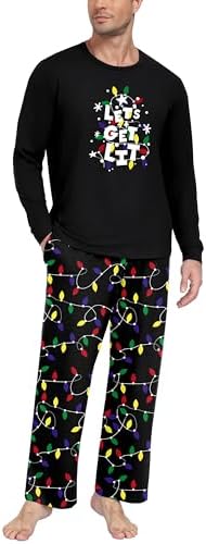 PrinStory Men's Pajama Sets Loungewear Sleepwear Pjs Lightweight Long Sleeve Shirts & Bottoms Soft Comfy Sleep Sets S-2XL by PrinStory