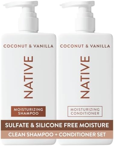Native Coconut & Vanilla Shampoo and Conditioner Contain Naturally Derived Ingredients | All Hair Types, Color & Treated, Fine to Dry Damaged, Sulfate & Dye Free - 2-Pack by Native
