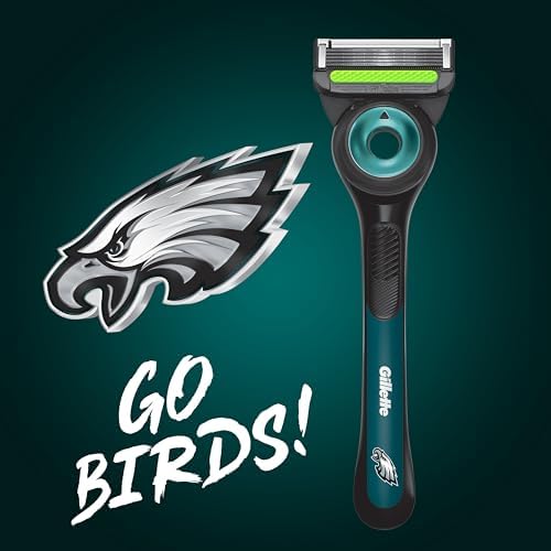 Gillette Labs Special NFL Eagles Edition Shaving Razor for Men - 1 Handle, 4 Razor Blade Refills & Magnetic Stand, GilletteLabs with Exfoliating Bar - Image 2