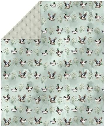 Vintage Mallard Duck Baby Blankets for Girl Boy Hunting Duck Green Leaves Soft Mink Dotted Backing Double Layer Swaddle Receiving Blanket Wild Ducks Bed Throw for Newborn Infant Toddler Nursery 30x40 - Image 2