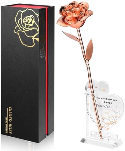 Anthonic Gold Dipped Infinity Rose Last Forever Flower Decor, Birthday Gift for Women in Her Birthday Valentines Day Mothers Day, Resin Preserved Rose | Anniversary Present for Mom (Rose Gold) by Anthonic