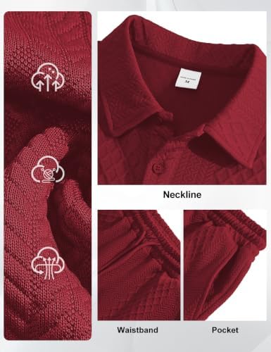 Men's 2 Pieces Outfits Casual Polo Shirt and Shorts Set Collar Athletic Jogging Summer Tracksuit - Image 6