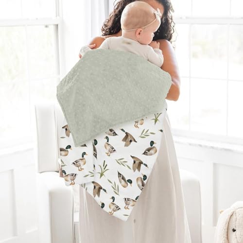 Mallard Duck Hunting Baby Blankets for Girl Boy Wild Ducks Leaves Soft Mink Dotted Backing Double Layer Swaddle Receiving Blanket Retro Hunting Animals Bed Throws for Newborn Toddler Nursery 30x40 - Image 4