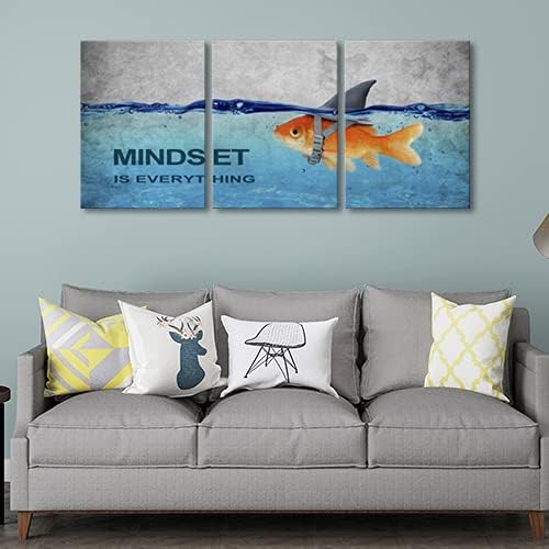 BWSPACE Mindset is Everything Wall Art Office Decor Motivational Wall Art Canvas Prints Entrepreneur Bundle Set 3 Pieces Inspirational Grind Hustle Success Execution (48" W x 24" H, MIE)