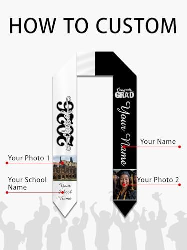 Personalized Graduation Stole Sash Custom Class of 2026 Congratulation Graduation Gifts with Photo - Image 2