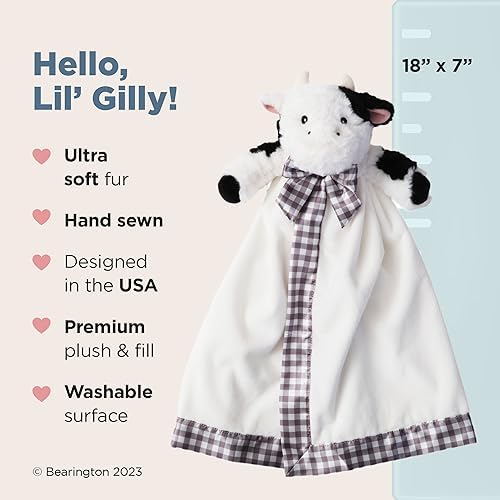 Bearington Lil' Gilly 18 in Cow Loveys for Babies - Security Blanket for Babies - Lovies Security Blanket with Stuffed Animal - Image 2