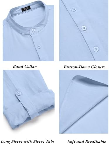 COOFANDY Men’s 2 Piece Cotton Linen Set Casual Beach Outfits Long Sleeve - Image 4