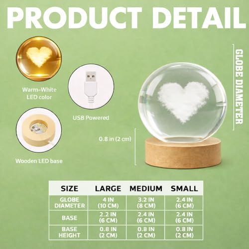 Daty Personalized 3D Graduation Crystal Ball LED Night Light Class of 2026, Laser Engraved Crystal Sphere Keepsake Gift for High School Graduate2 - Image 6