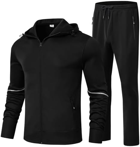 BGOWATU Men's Tracksuits Set Full Zip Jacket Hoodie Sweatsuit Running Sport Pants Outfits for Men with Zipper Pockets by BGOWATU