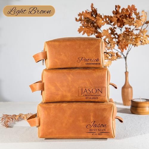 Personalized Handcrafted Leather Toiletry Bag for Men, Custom Shaving, Travel Dopp Kit, Grandpa, Dad, Husband, Father, Him, Boyfriend, Groomsmen, Birthday, Wedding, Graduation, Retirement Gifts - Image 6