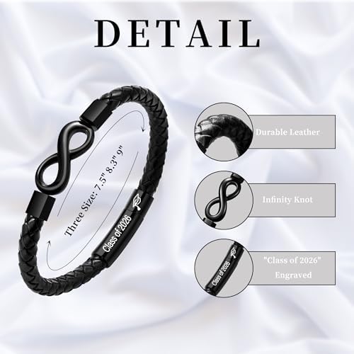 Leather Bracelet Gifts for Men, To My Son Bracelet Fathers Day Bracelet Gifts Dad Grandpa Love You Forever Engraved Birthday Valentines Graduation Gift Infinity Knot Jewelry - Image 6