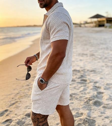 BIRW Men‘s Track Suits 2 Piece Summer Short Sets Outfits Fashion Polo Shirt Casual Short Sleeve and Shorts set - Image 3
