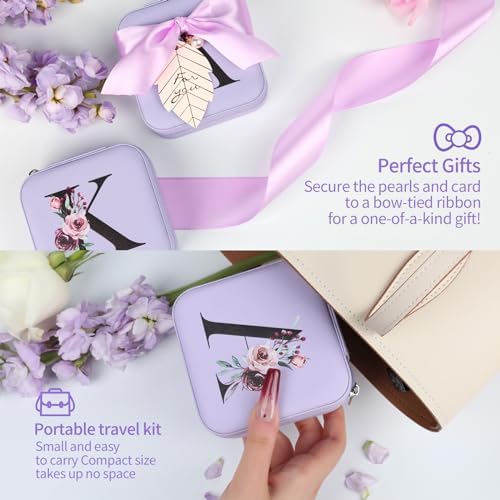 AYGXU Travel Jewelry Box for Women and Girls - Small Case With Initial A-Z - Teacher Gifts - Image 5
