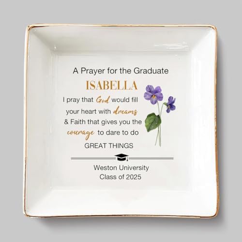 Wrappiness Graduation Personalized Jewelry Dish, A Sweet Ending To A New Beginning Ring Tray, D02 by Wrappiness