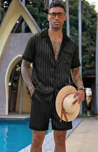 Ekouaer Men Silk Pajamas Set 2 Pieces Satin Pj Button Down Loungewear Sets - Image 3