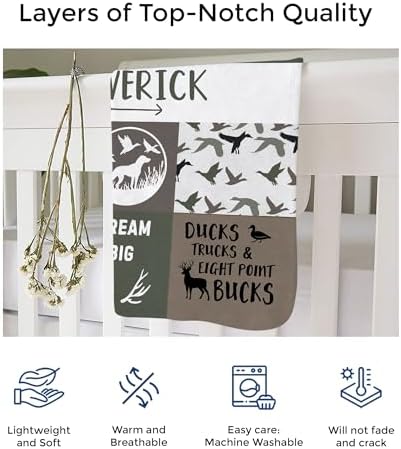 MDPrints Custom Hunting Baby Blankets for Boys, Customized Baby Boy Gifts with Name, Personalized Baby Blanket, Newborn Gift - Image 3
