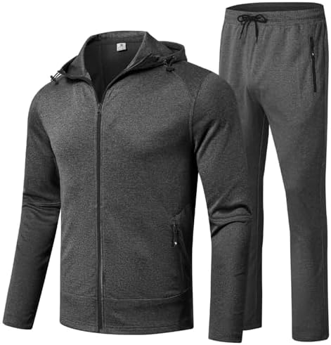 BGOWATU Men's Tracksuits Set Full Zip Jacket Hoodie Sweatsuit Running Sport Pants Outfits for Men with Zipper Pockets by BGOWATU