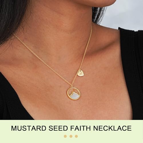 Mustard Seed Initial A-Z Necklace, 14K Gold Plated Moving Mountains Faith Confirmation First Communion Baptism Christian Religious Graduation Gifts - Image 2