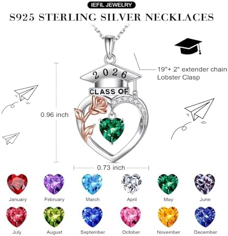 Iefil 2026 Graduation Gifts for Women - Rose Birthstone Necklace for Women - Image 5