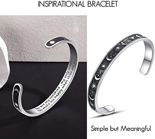 TONY & SANDY Inspirational Bracelets for Women Teen Girls Personalized Gifts for Daughter Granddaughter Mom Sister Friends Stainless Steel Engraved Cuff Birthday Easter Christmas - Image 2