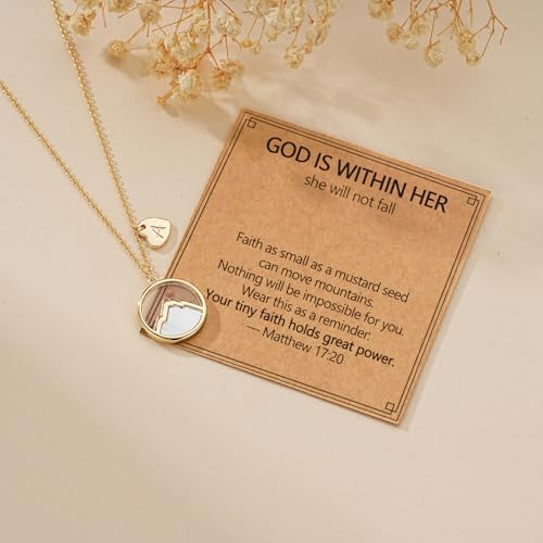 Mustard Seed Initial A-Z Necklace, 14K Gold Plated Moving Mountains Faith Confirmation First Communion Baptism Christian Religious Graduation Gifts - Image 6