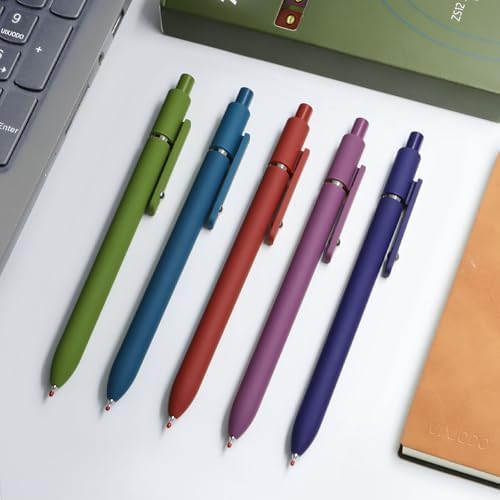 UIXJODO Gel Pens, 10 Pcs 0.5mm Black Ink Pens Fine Point Smooth Writing Pens with Silicone Grip, High-End Series Metal Clip Retractable Pens for Journaling Note Taking (10 Pcs Vintage) - Image 3