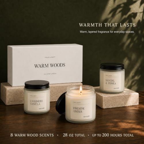 Scented Candles Gift Set, 8 Pack Warm Woods Soy Wax Candles, 3.5 oz Each - Image 2