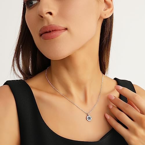 Zealmer Dainty 18K Gold Plated Compass World Map Pendant Necklace Graduation Gift for Friends - Image 2