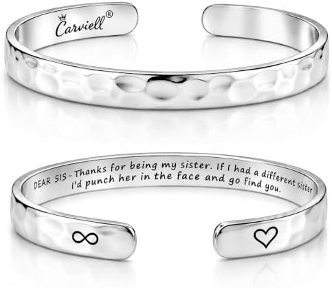 Carviell Bracelets for Women – 100+ Meaningful Engraved Messages – Solid 316L Surgical Stainless Steel Cuff Bracelet – Gift Ready by Carviell