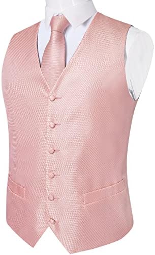 DiBanGu Mens Vest and Tie Set Formal Paisley Waistcoat and Necktie Pocket Square Cufflinks Silk Suit Vest for Tuxedo Wedding - Image 2
