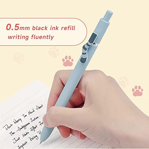 UIXJODO Cat Pens, 8 Pcs 0.5mm Cute Kawaii Black Ink Fine Point Smooth Writing, High-End Series Cat's Tail Retractable for Journaling Note Taking - Image 4