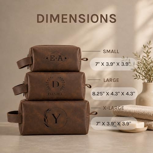 Motiwear Custom Leather Toiletry Bag for Men – Personalized Genuine Leather Dopp Kit with Custom Name, Initials & Monogram, Travel Toiletry Organizer Gift for Him - Image 4