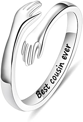 Yesteel S925 Sterling Silver Hug Ring for Women Teen Girls, Adjustable Ring Jewelry Mothers Day Birthday Gifts for Daughters Mom Sister Wife Friends Grandma by YESTEELJEWELRY