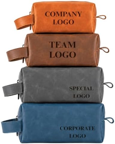 Motiwear Custom Leather Toiletry Bag for Men – Personalized Genuine Leather Dopp Kit with Company Logo, Corporate Travel Organizer, Employee Appreciation, Client & Executive Business Gift by Motiwear