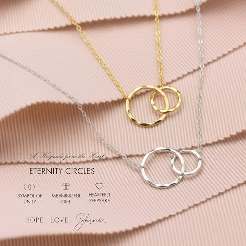 HOPE LOVE SHINE Graduation Jewelry for Her, 2 Interlocking Rings Necklace with Message Card, Gift Card and Jewelry Box - Image 2