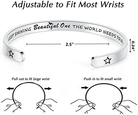 TONY & SANDY Inspirational Bracelets for Women Teen Girls Personalized Gifts for Daughter Granddaughter Mom Sister Friends Stainless Steel Engraved Cuff Birthday Easter Christmas - Image 4
