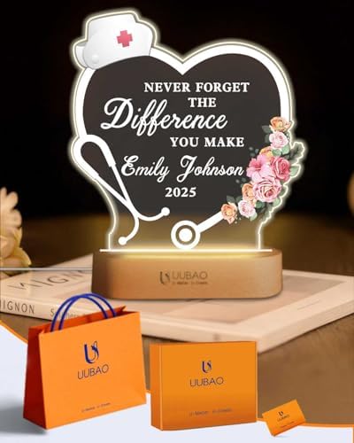 Personalized Graduation Gifts Custom Photo Name Night Light LED Table Lamp for 2026 University High School Senior Keepsake(Nurse) by UUBAO
