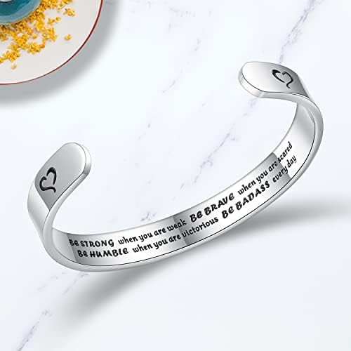 TONY & SANDY Inspirational Bracelets for Women Teen Girls Personalized Gifts for Daughter Granddaughter Mom Sister Friends Stainless Steel Engraved Cuff Birthday Easter Christmas - Image 3
