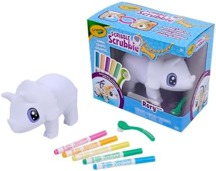 Crayola Jumbo (6 inch) Scribble Scrubbie Pets, Rory the Dino, Posable Kids Toy, Customizable Toy, Gift by Crayola