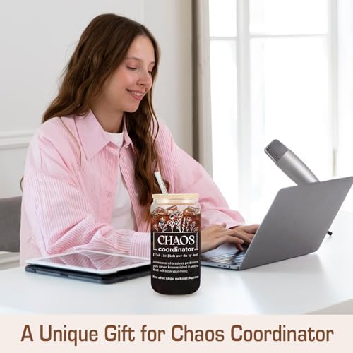 Frerdui Chaos Coordinator Gifts for Women, Boss Lady Thank You Gift, Coworker Birthday Present, Chaos Coordinator Glass Cup, Manager Office Teacher Nurse Appreciation, 18 oz - Image 6