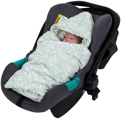 HOUSBAY Baby Blanket Newborn Blanket with Hooded Windproof Go Outside Warm Portable Swaddle Wrap in Basket Baby Safety Seats (Light Green) - Image 4