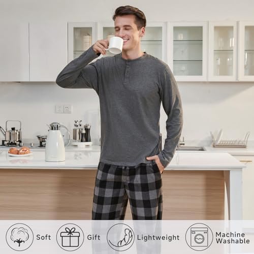 DG Hill Mens Pajama Pants - Pajamas Set Flannel PJ Pants for Men Cotton Top - Image 5