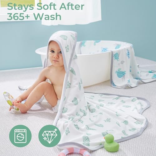 Momcozy Baby Towels, Soft Absorbent Bath Towel for Newborn&Toddler,Turtle - Image 6
