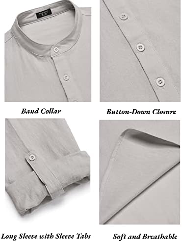 COOFANDY Men’s 2 Piece Cotton Linen Set Casual Beach Outfits Long Sleeve - Image 4