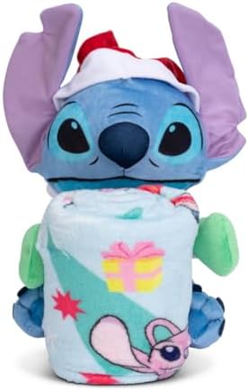 Northwest Character Hugger Pillow & Silk Touch Throw Blanket Set, 40" x 50", Lilo & Stitch Holiday Jammies - Image 2