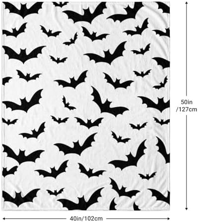 Halloween Bat Throw Blanket Super Soft Warm Bed Blankets for Couch Bedroom Sofa Office Car, All Season Cozy Flannel Fuzzy Blanket for Girls Boys Adults, 50"X40" - Image 3