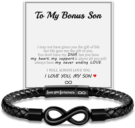 Leather Bracelet Gifts for Men, To My Son Bracelet Fathers Day Bracelet Gifts Dad Grandpa Love You Forever Engraved Birthday Valentines Graduation Gift Infinity Knot Jewelry by Sistble